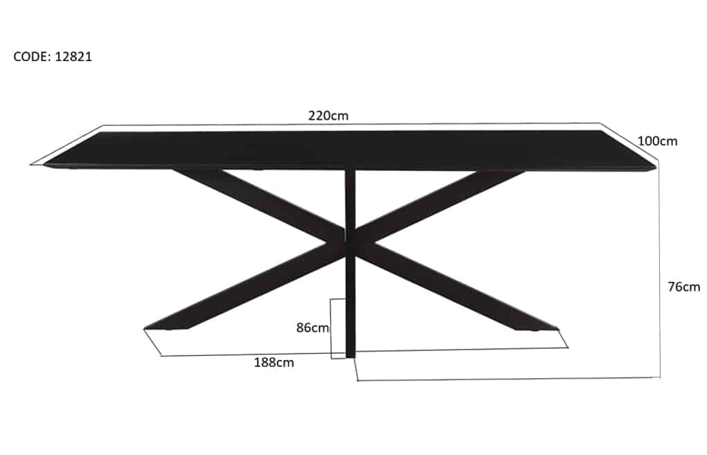 Livingfurn Eetkamertafels Oslo Spider Black Acasia 220 Cm