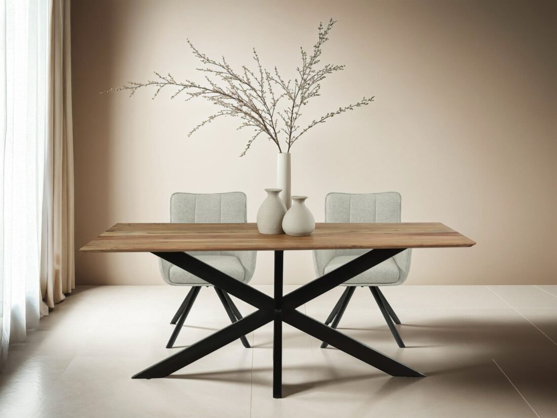 Livingfurn Eetkamertafels Oslo Acasia Spider 200cm
