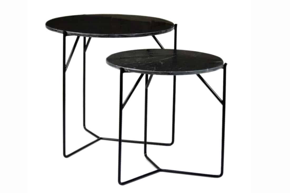 Livingfurn Bijzettafels Mason Marble Black Black Set Of 2