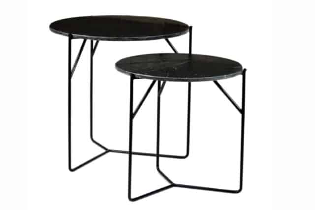 Livingfurn Bijzettafels Mason Marble Black Black Set Of 2