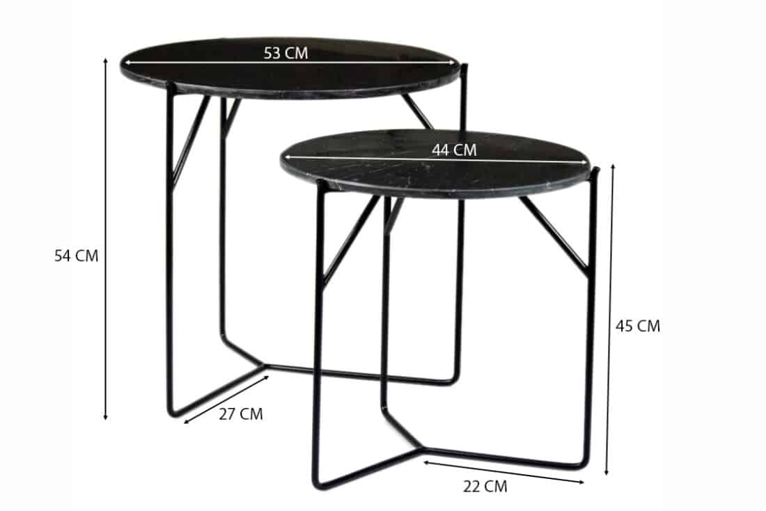 Livingfurn Bijzettafels Mason Marble Black Black Set Of 2