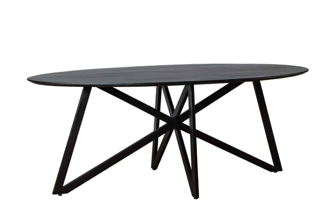 Livingfurn Eetkamertafels Oslo Black Acasia Web Leg 200cm