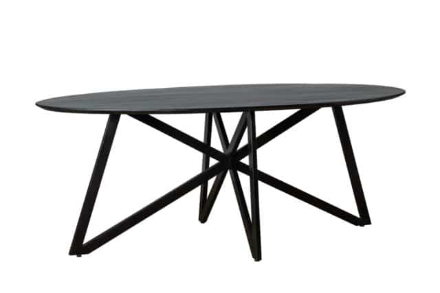 Livingfurn Eetkamertafels Oslo Black Acasia Web Leg 200cm