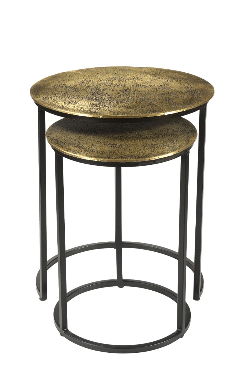 Livingfurn Bijzettafels Cast Iron Beau Gold Set Of 2