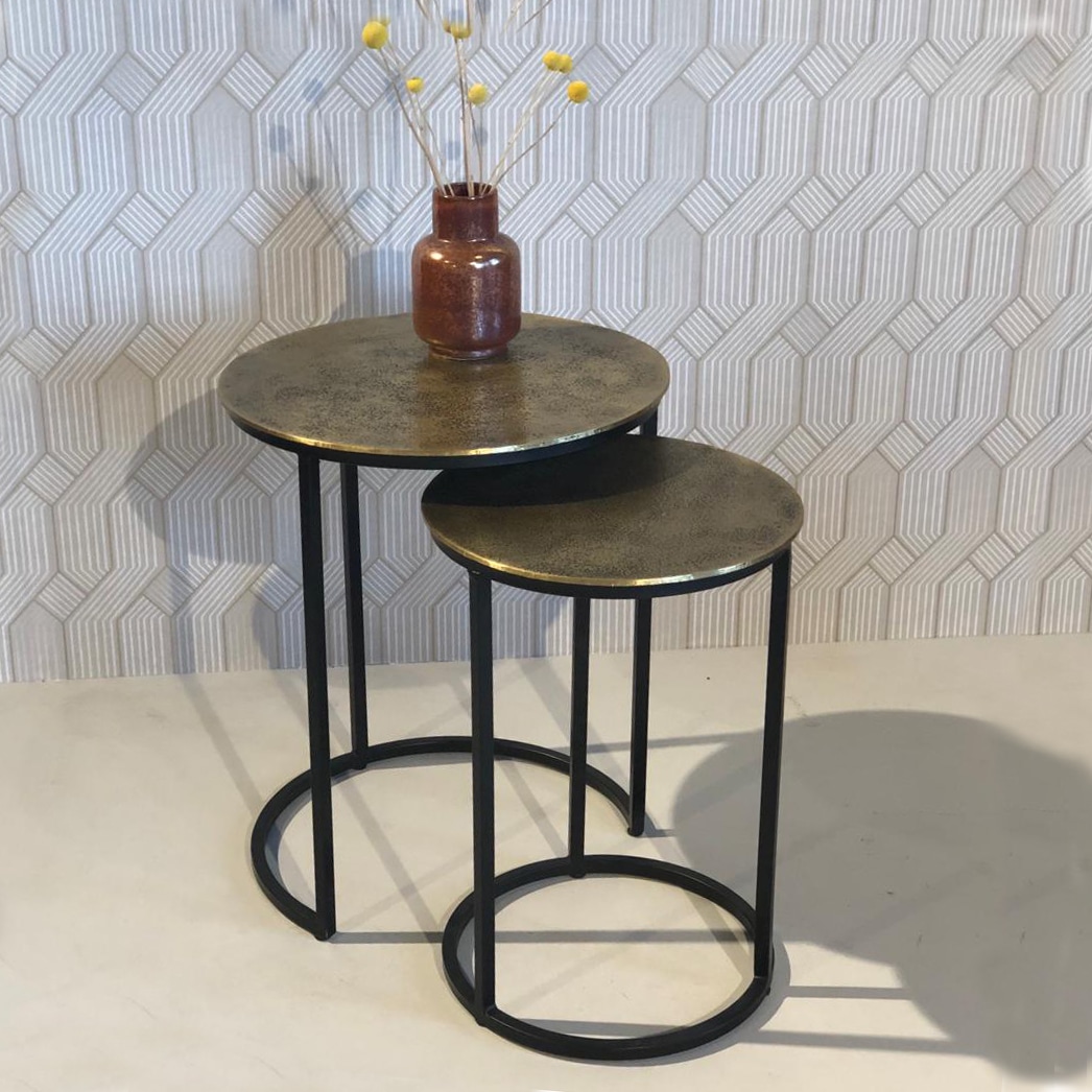 Livingfurn Bijzettafels Cast Iron Beau Gold Set Of 2