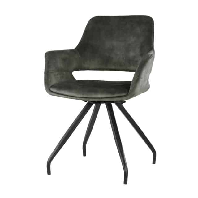 Livingfurn Eetkamerstoelen Capp Olive Velvet