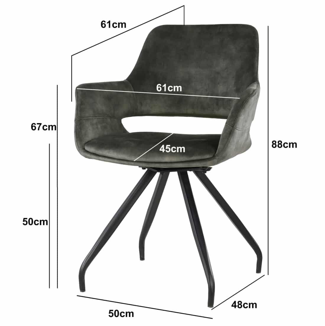 Livingfurn Eetkamerstoelen Capp Olive Velvet
