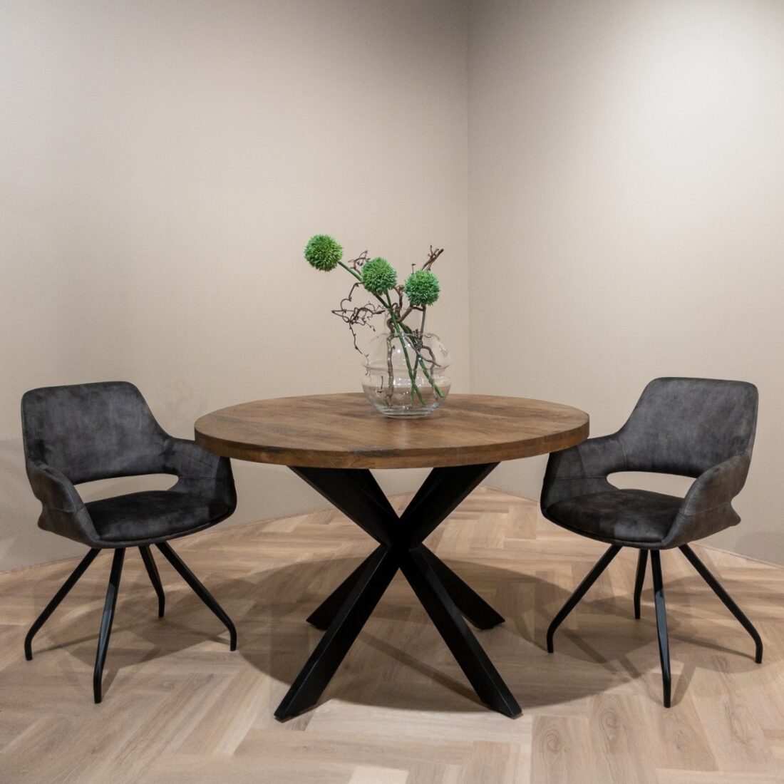 Livingfurn Eetkamerstoelen Capp Olive Velvet