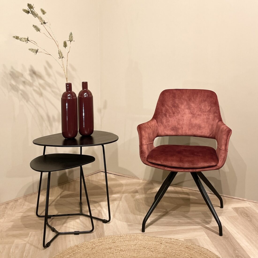 Livingfurn Eetkamerstoelen Capp Rust Velvet