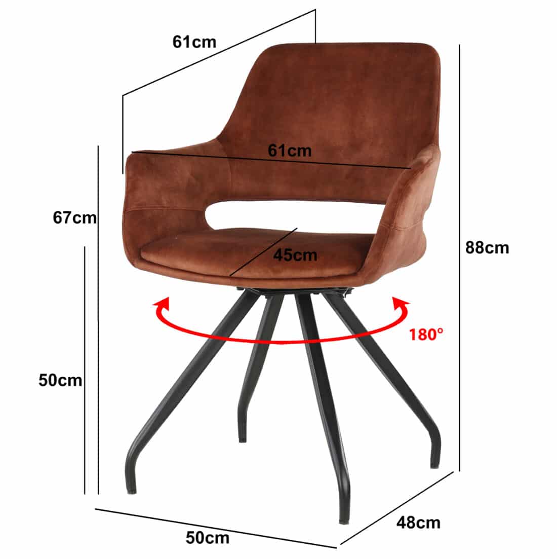 Livingfurn Eetkamerstoelen Capp Rust Velvet