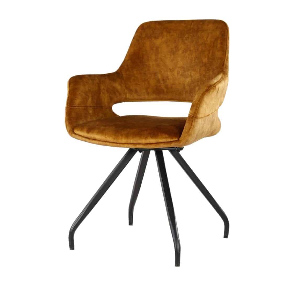 Livingfurn Eetkamerstoelen Capp Oker Velvet