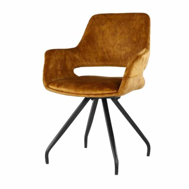 Livingfurn Eetkamerstoelen Capp Oker Velvet