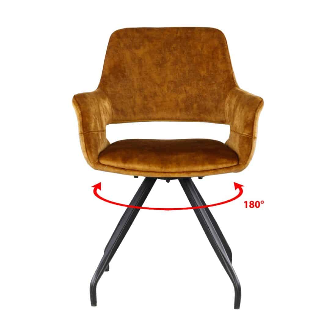 Livingfurn Eetkamerstoelen Capp Oker Velvet