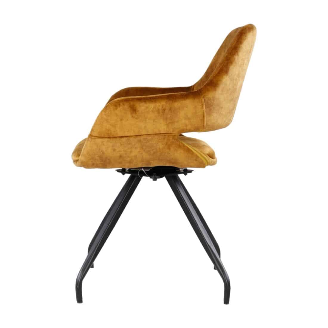 Livingfurn Eetkamerstoelen Capp Oker Velvet