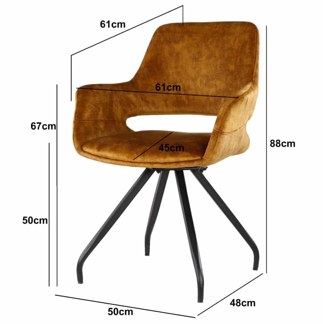 Livingfurn Eetkamerstoelen Capp Oker Velvet