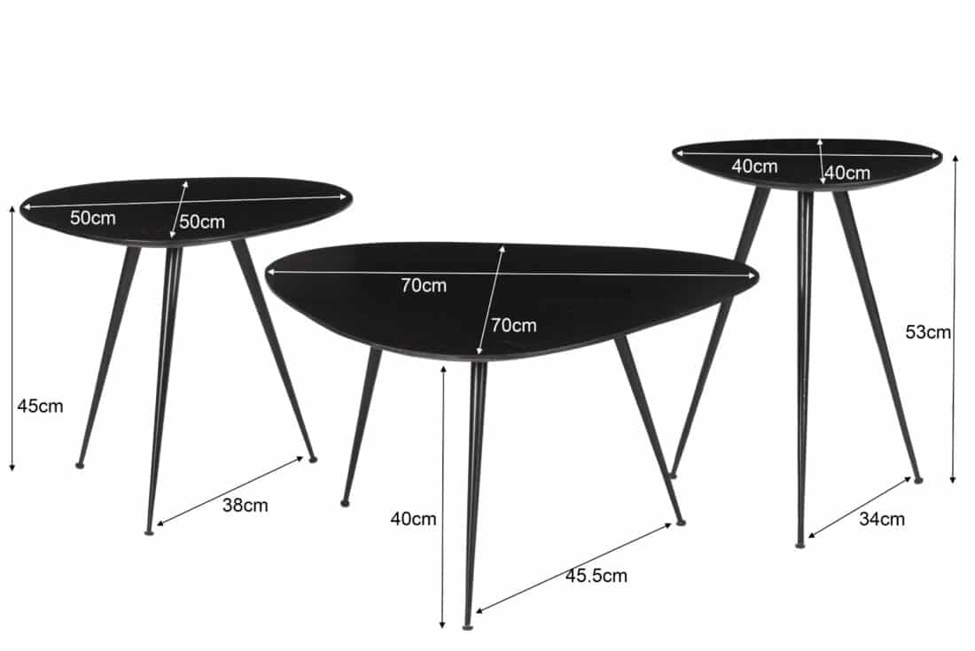 Livingfurn Salontafels Brix Loua Black Set Of 3