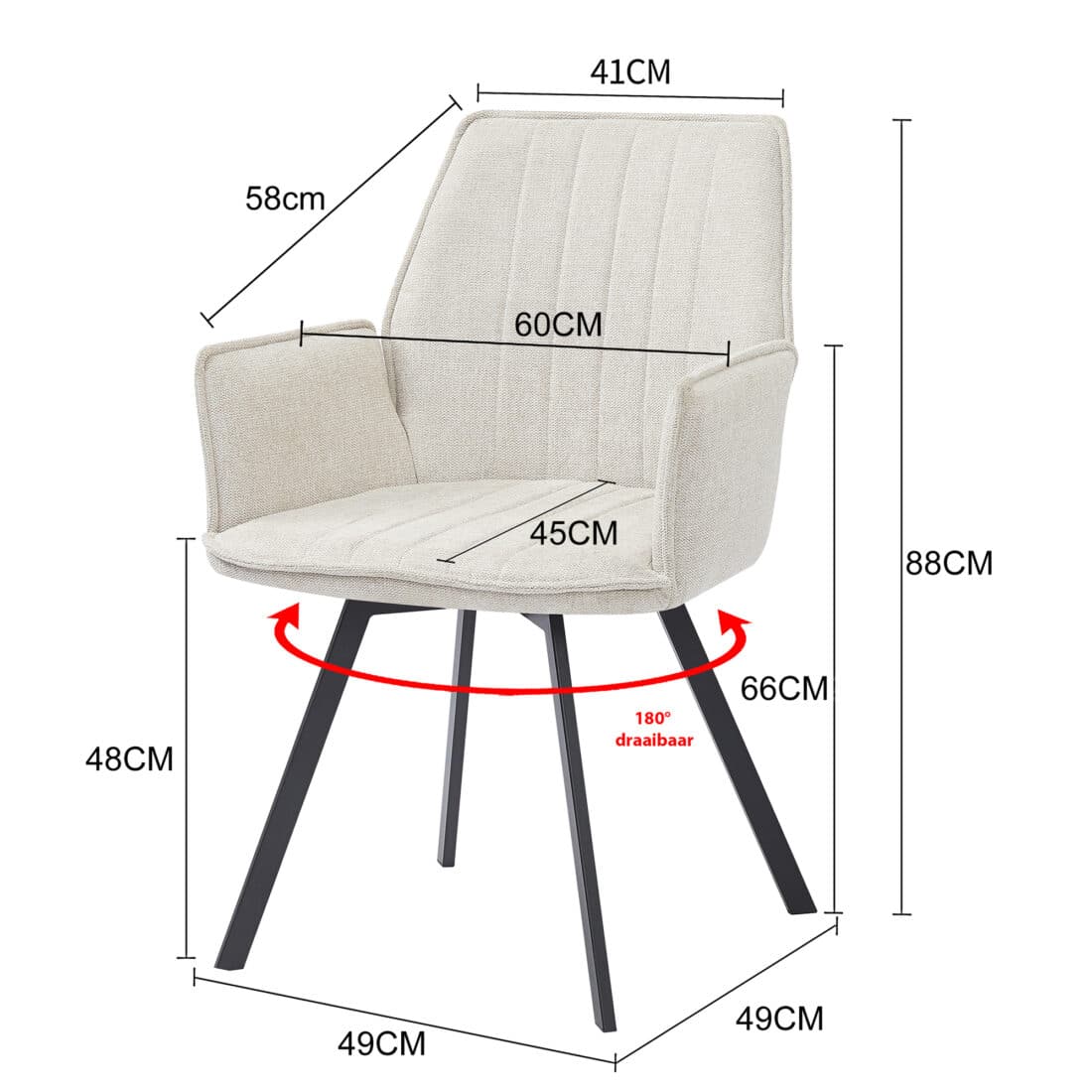 Livingfurn Eetkamerstoelen Louise Beige