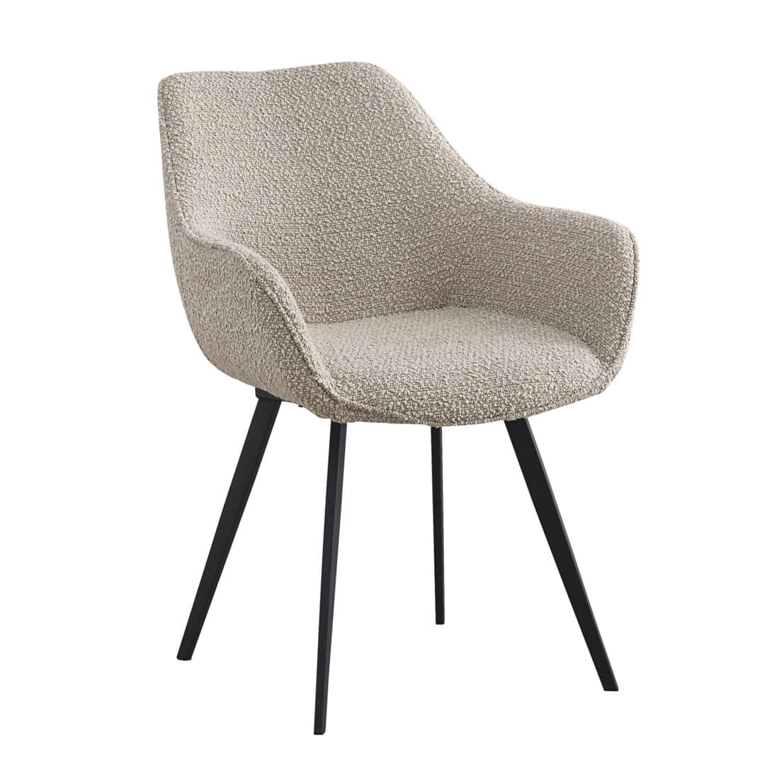 Livingfurn Eetkamerstoel Luca Met Arm Boucle Beige