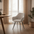 Livingfurn eetkamerstoel Luca met arm Boucle Beige