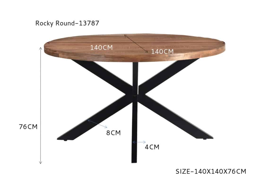 Livingfurn Eetkamertafels Rocky Round Spider 140cm
