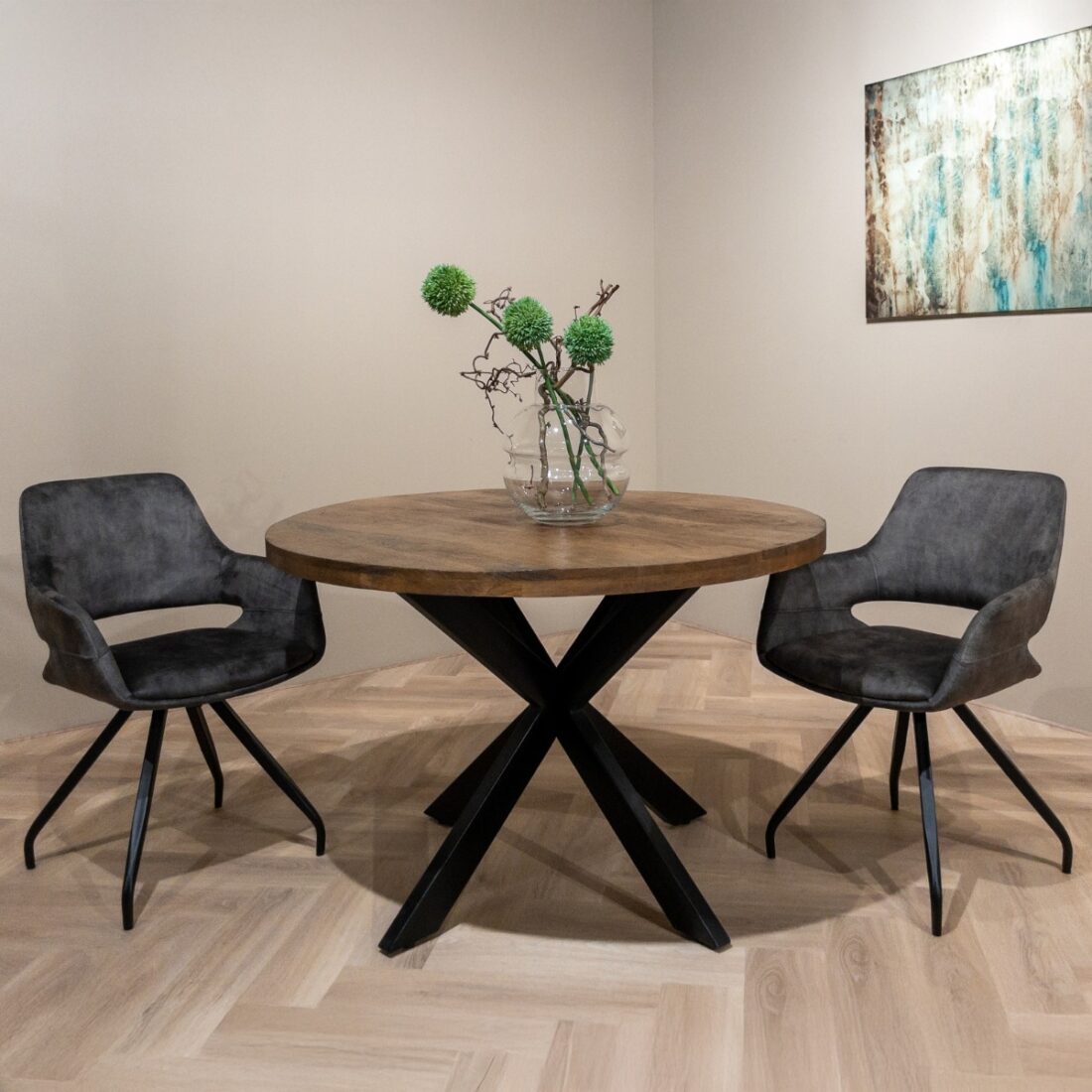 Livingfurn Eetkamertafels Rocky Round Spider 120cm