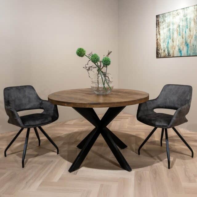 Livingfurn eettafel Rocky Round Spider 120cm