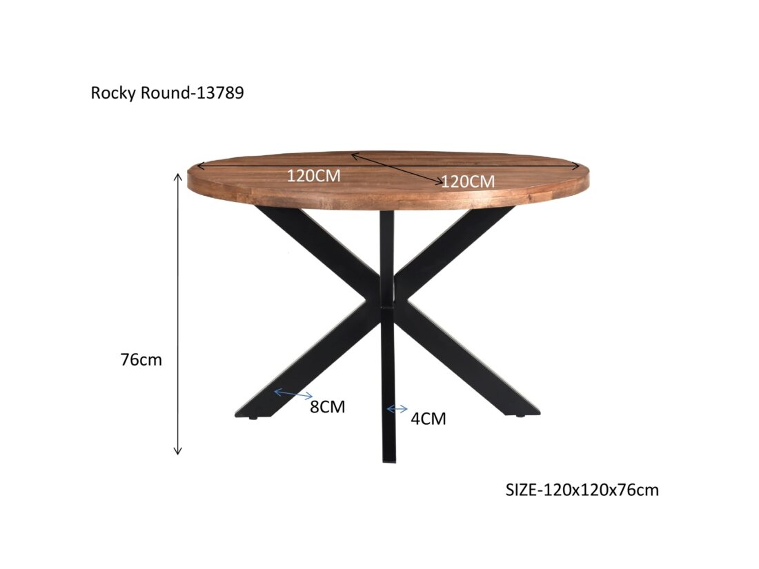 Livingfurn Eetkamertafels Rocky Round Spider 120cm