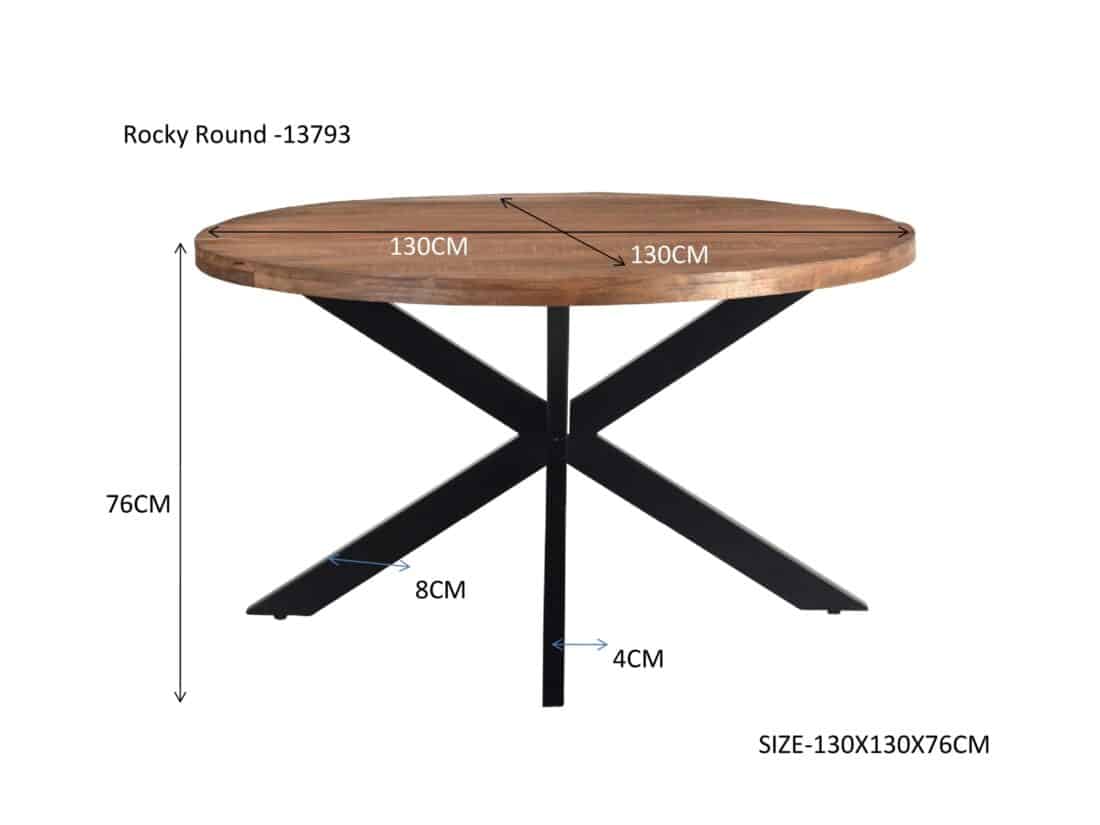 Livingfurn Eetkamertafels Rocky Round Spider 130cm