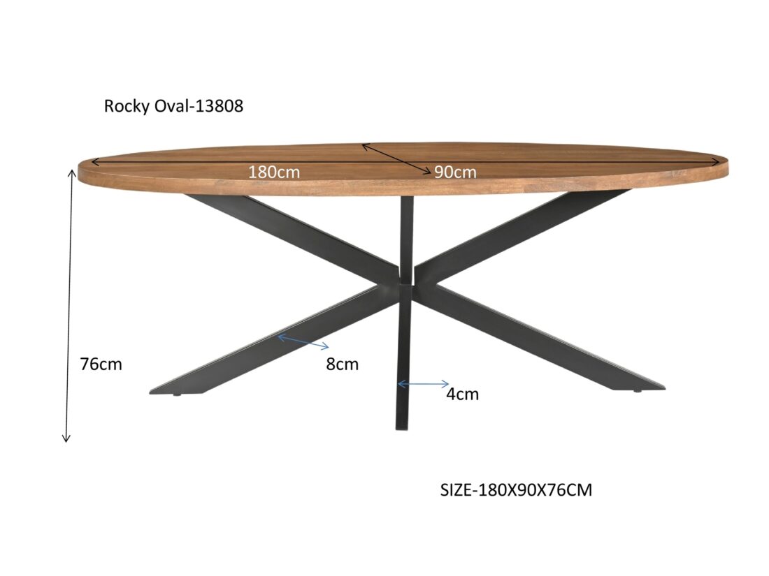 Livingfurn Eetkamertafels Rocky Oval 180 Cm