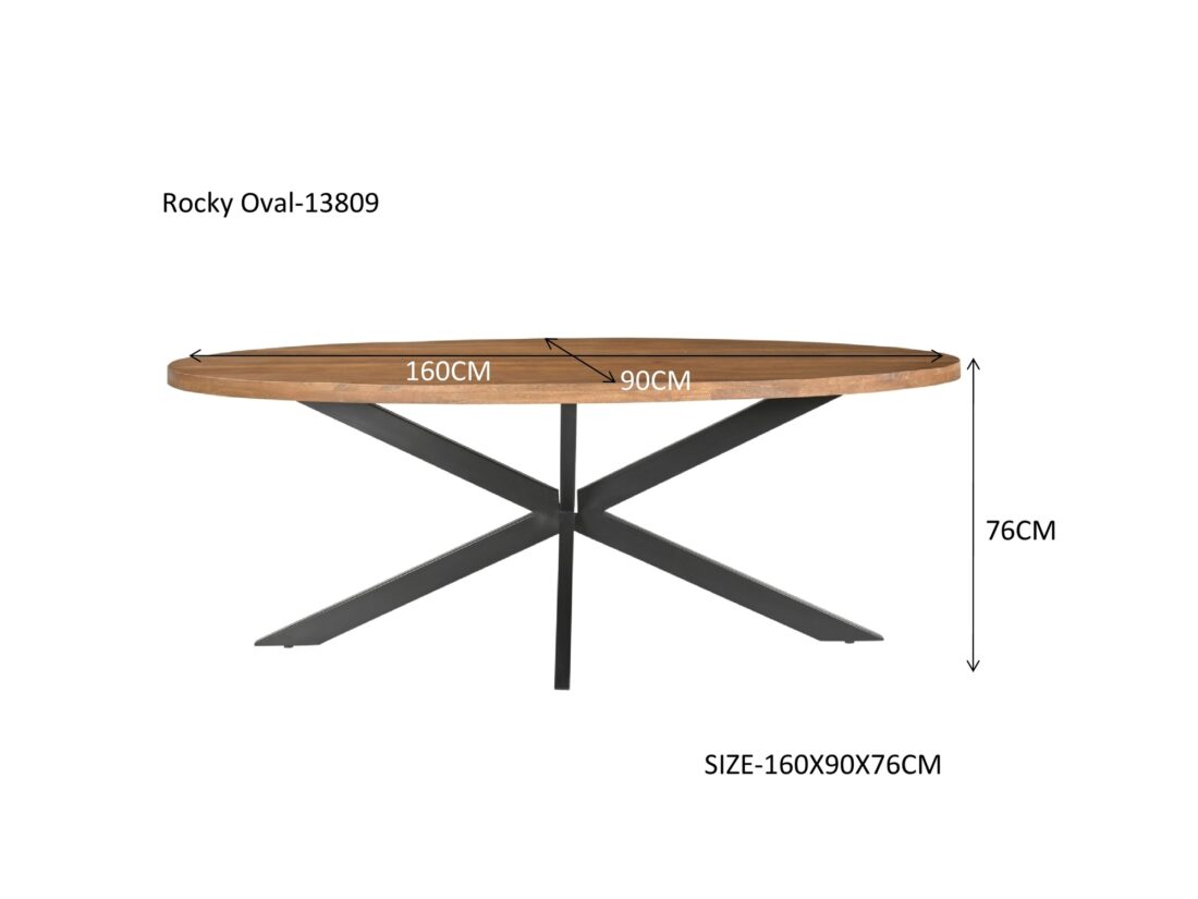 Livingfurn Eetkamertafels Rocky Oval 160 Cm