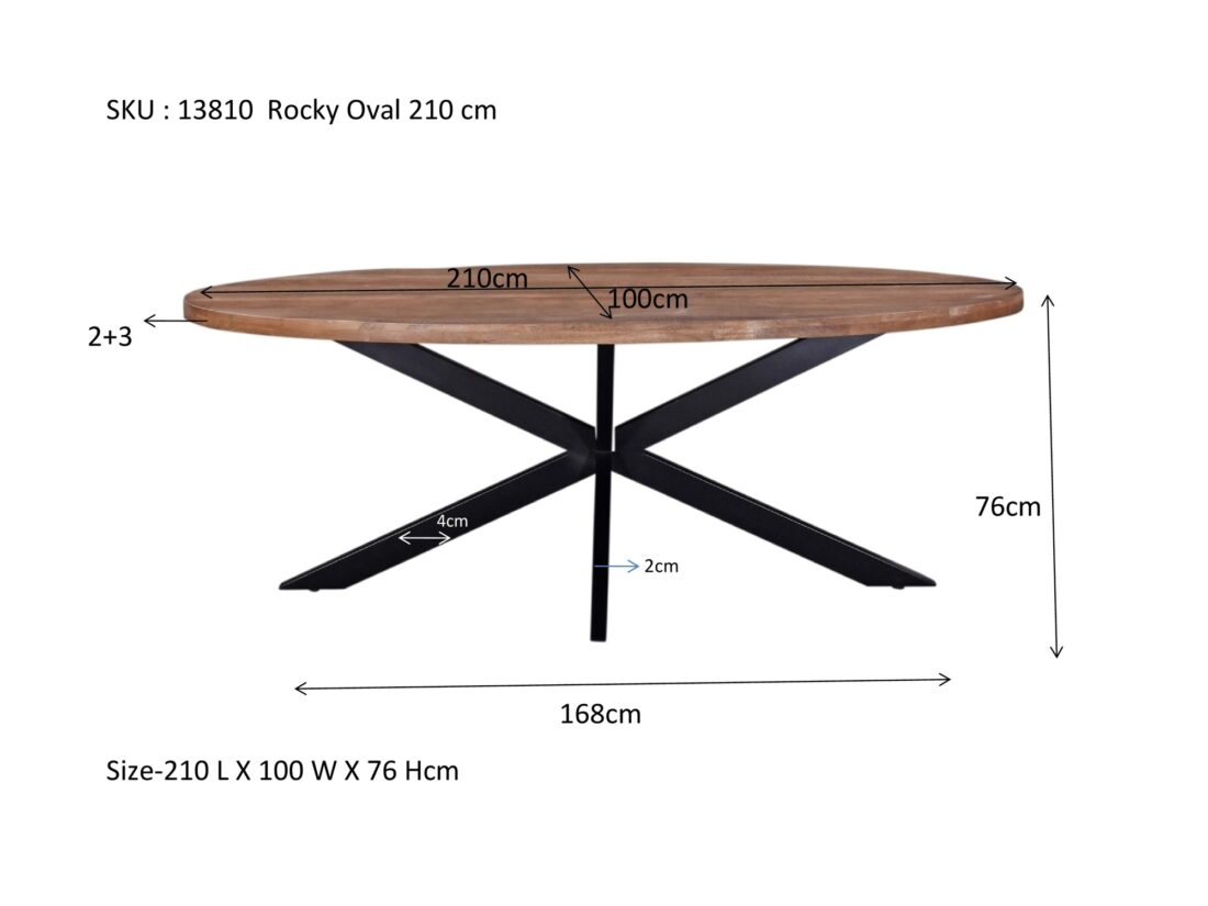 Livingfurn Eetkamertafels Rocky Oval 210 Cm
