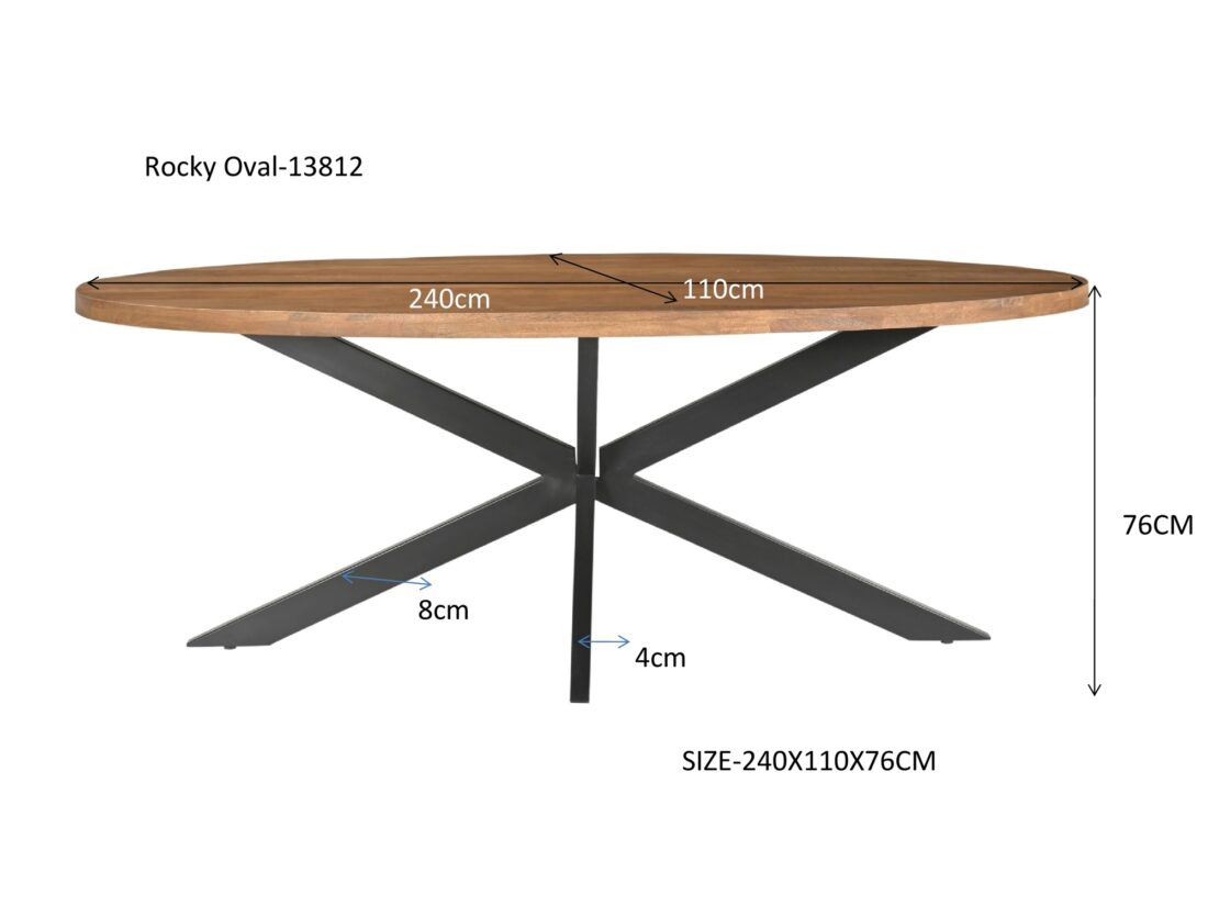 Livingfurn Eetkamertafels Rocky Oval 240 Cm