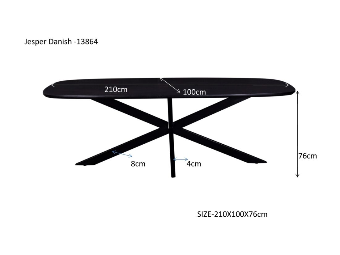 Livingfurn Eetkamertafels Jesper Danish Oval Black 210cm