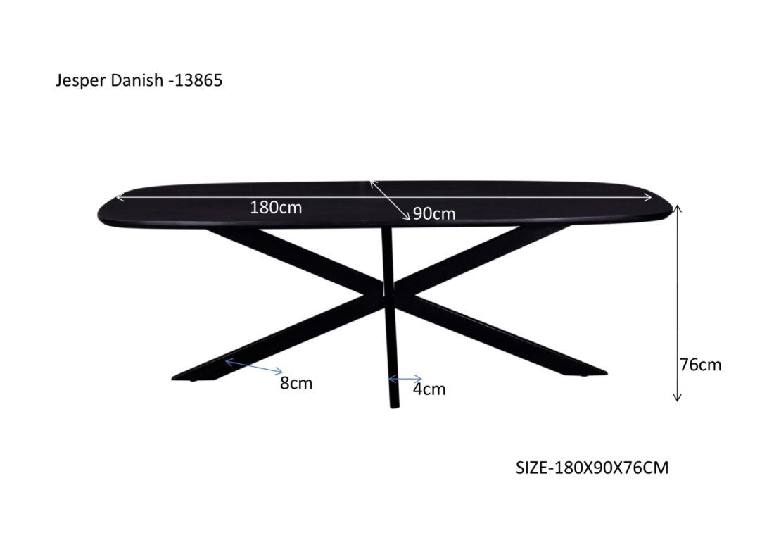 Livingfurn Eetkamertafels Jesper Danish Oval Black 180cm