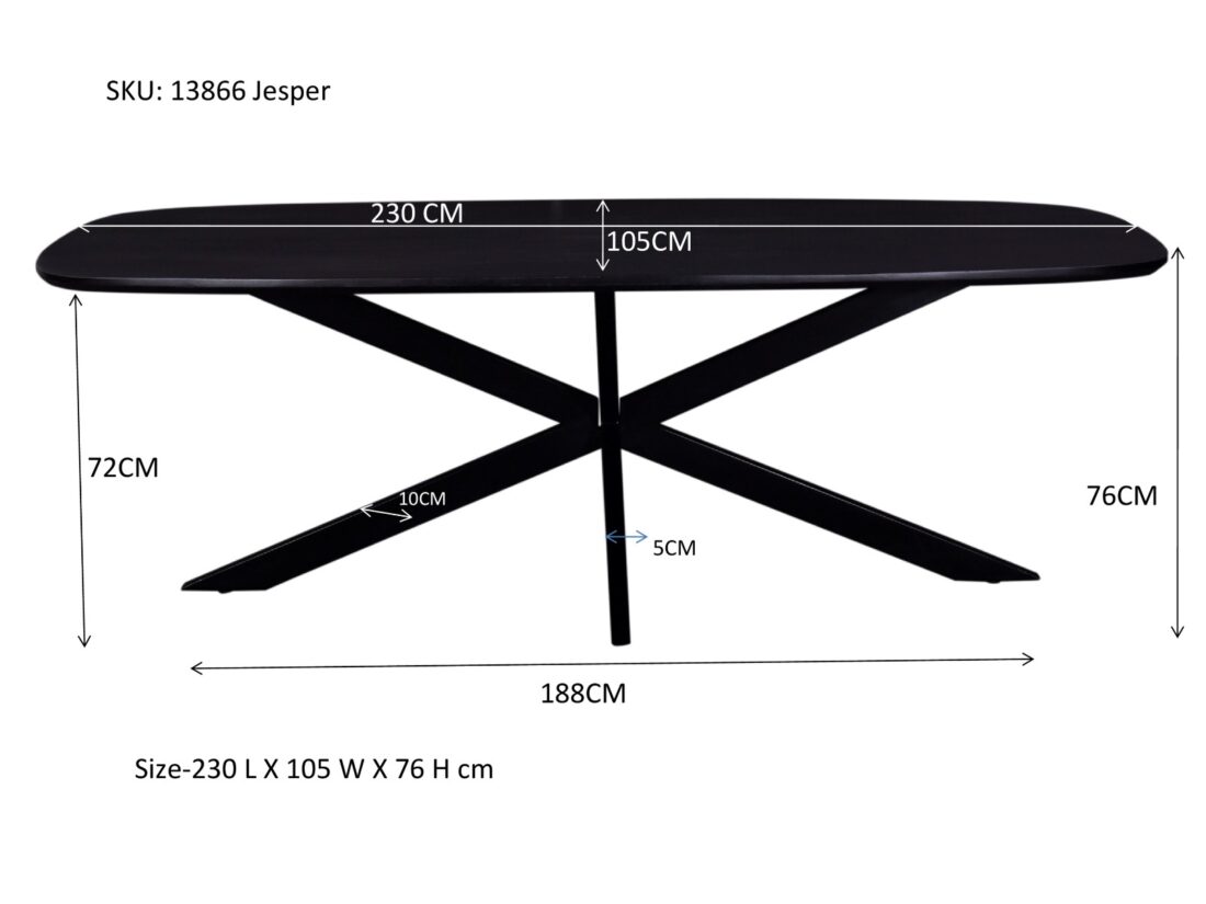 Livingfurn Eetkamertafels Jesper Danish Oval Black 230cm