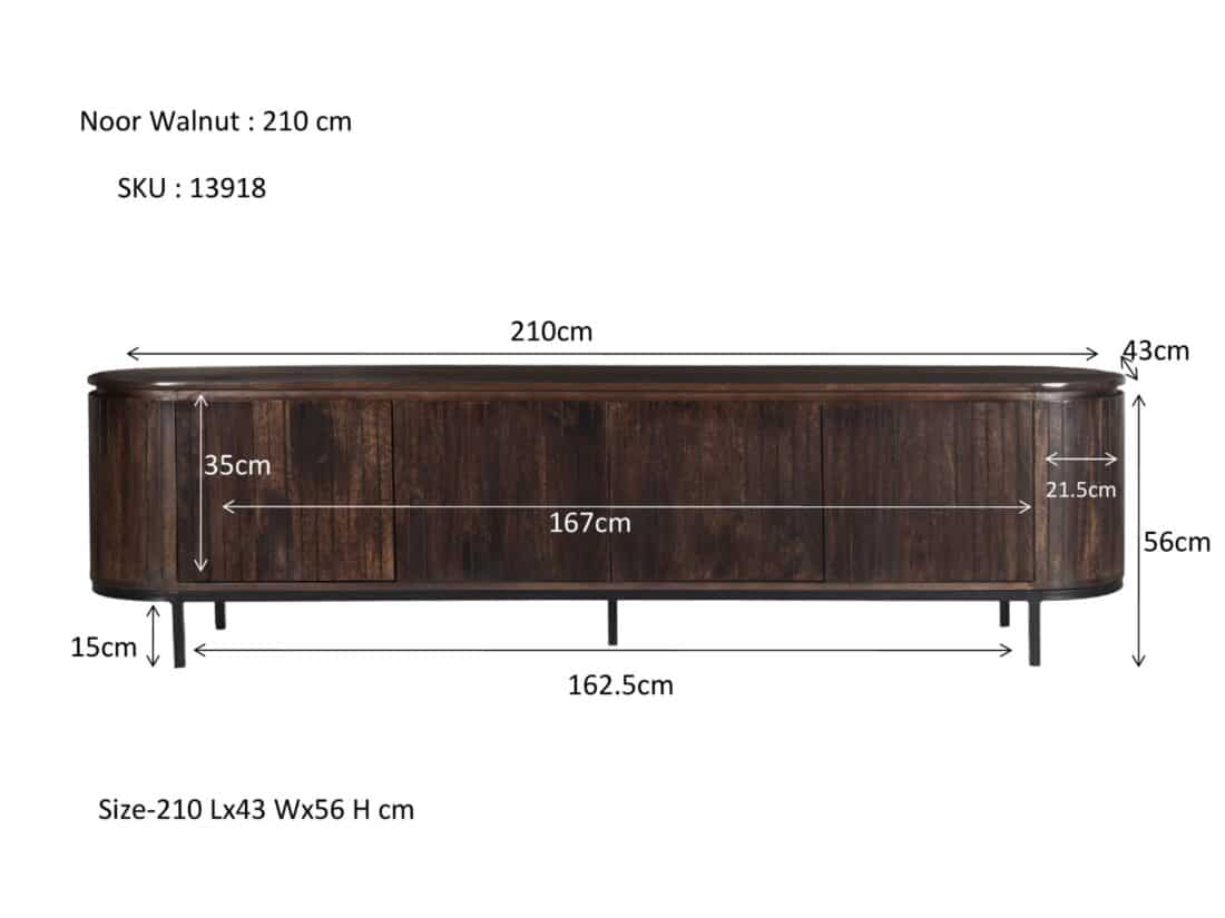 Livingfurn Tv Meubelen Noor Walnut 210cm