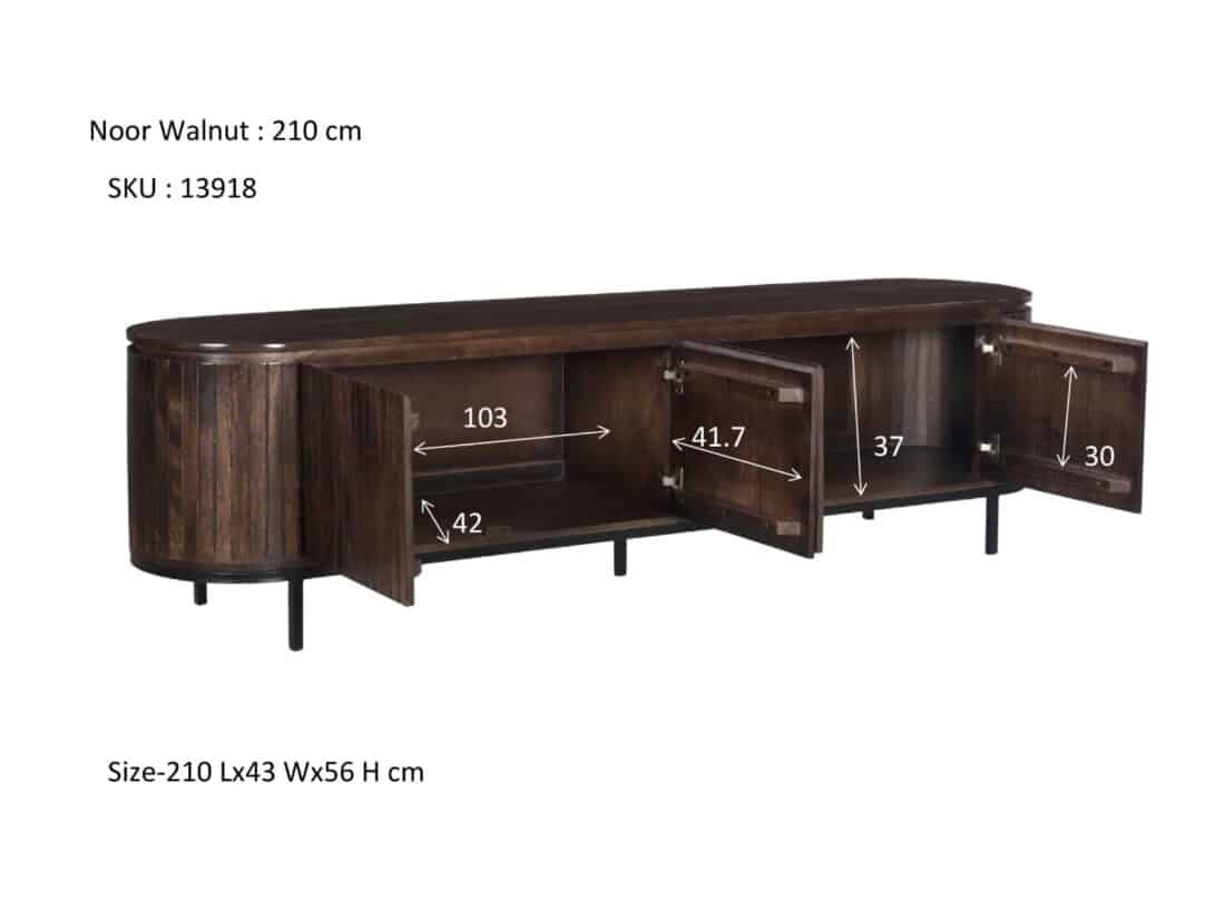 Livingfurn Tv Meubelen Noor Walnut 210cm
