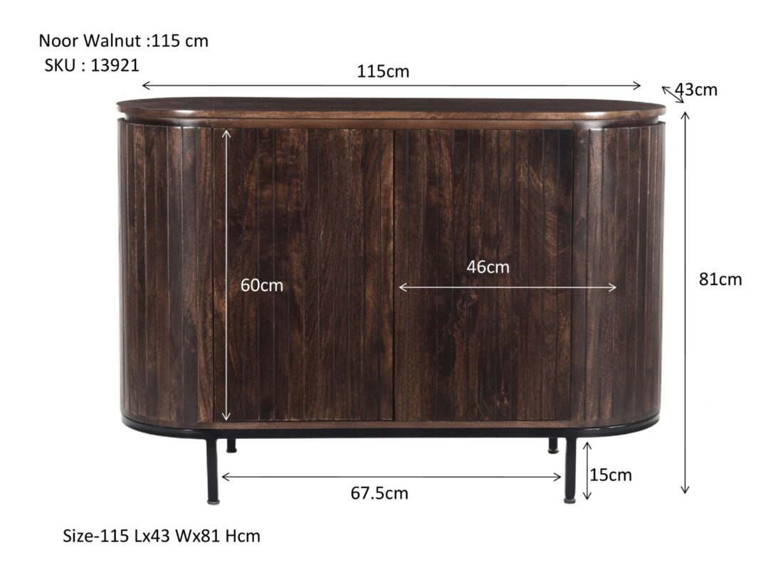 Livingfurn Dressoirs Noor Walnut 115cm