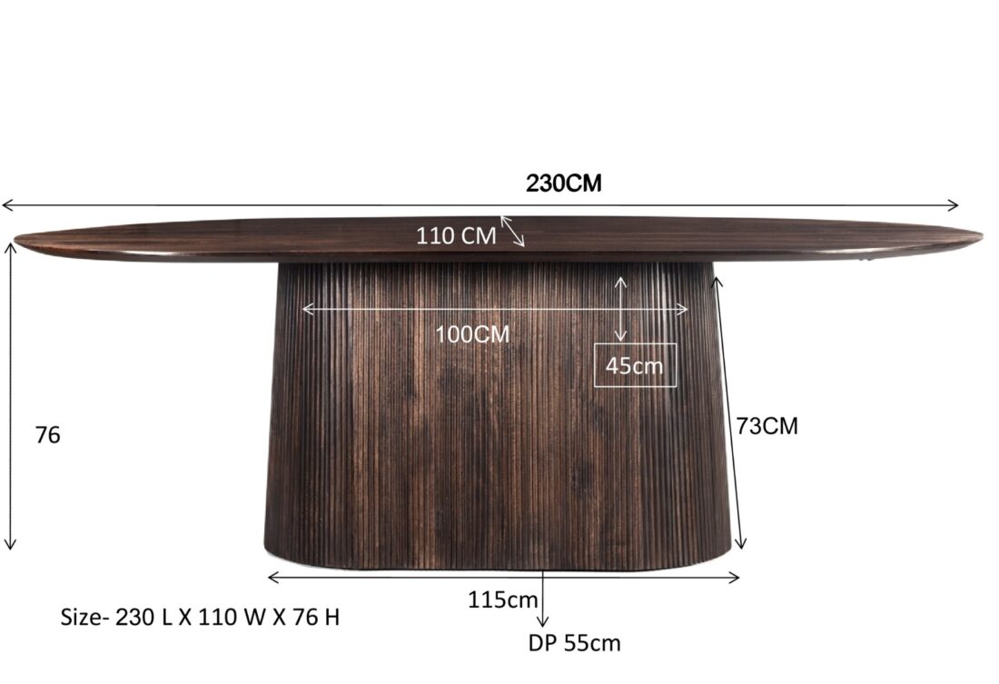 Livingfurn Eetkamertafels Salvator Walnut 230cm