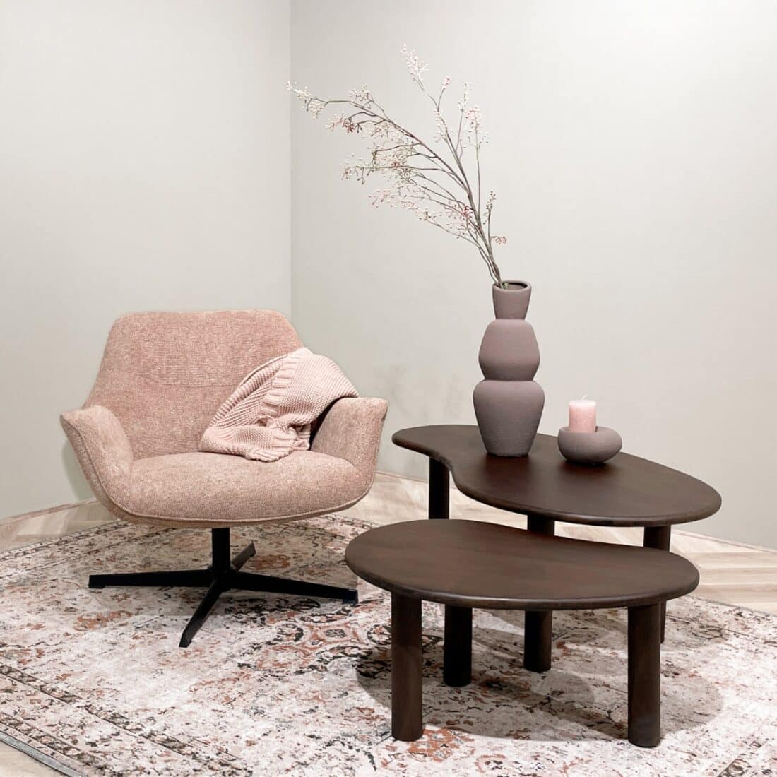 Livingfurn Salontafels Brix Nubi Brown Set Of 2
