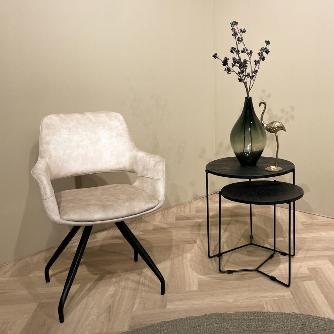 Livingfurn Eetkamerstoelen Capp Beige Velvet