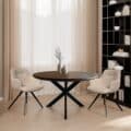 Livingfurn eetkamerstoel Doreen met arm Boucle Beige