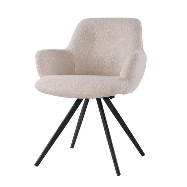 Livingfurn Eetkamerstoelen Doreen Boucle Beige