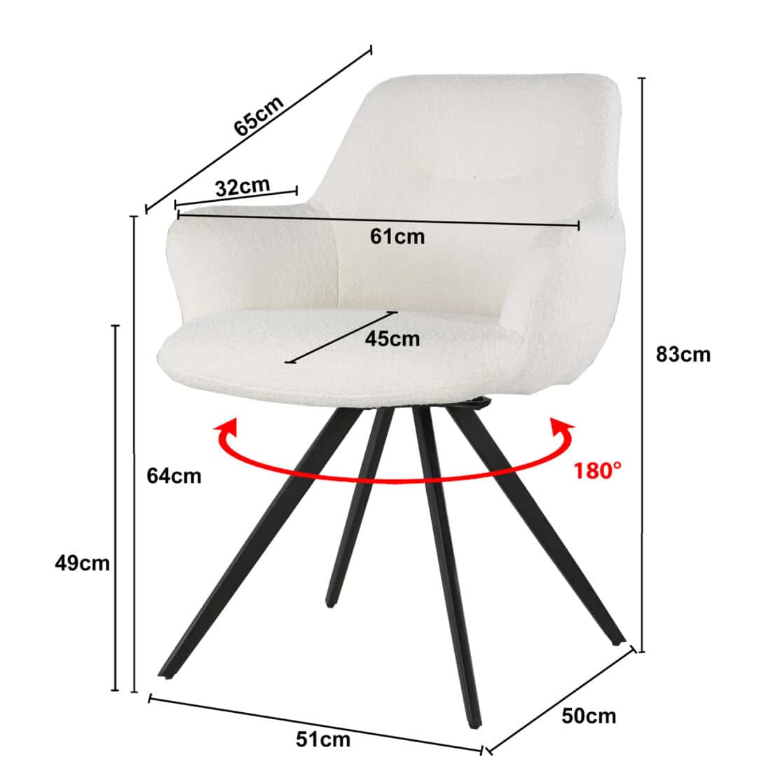 Livingfurn Eetkamerstoelen Doreen Boucle White