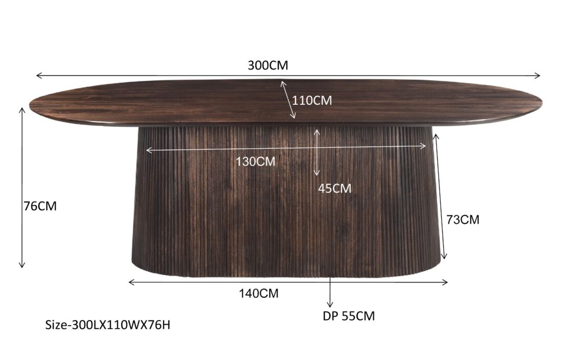 Livingfurn Eetkamertafels Salvator Walnut 300cm