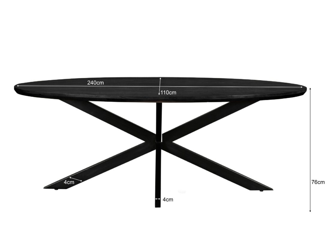 Livingfurn Eetkamertafels Jesper Oval Black 240 Cm