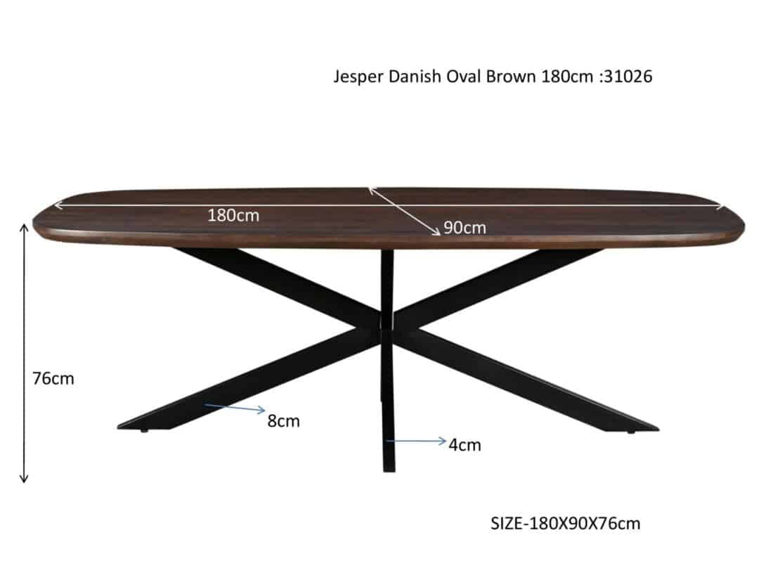 Livingfurn Eetkamertafels Jesper Danish Oval Brown 180 Cm
