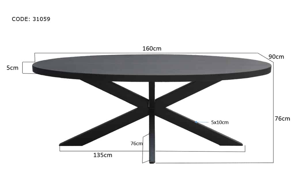 Livingfurn Eetkamertafels Kala Oval Spider 160cm