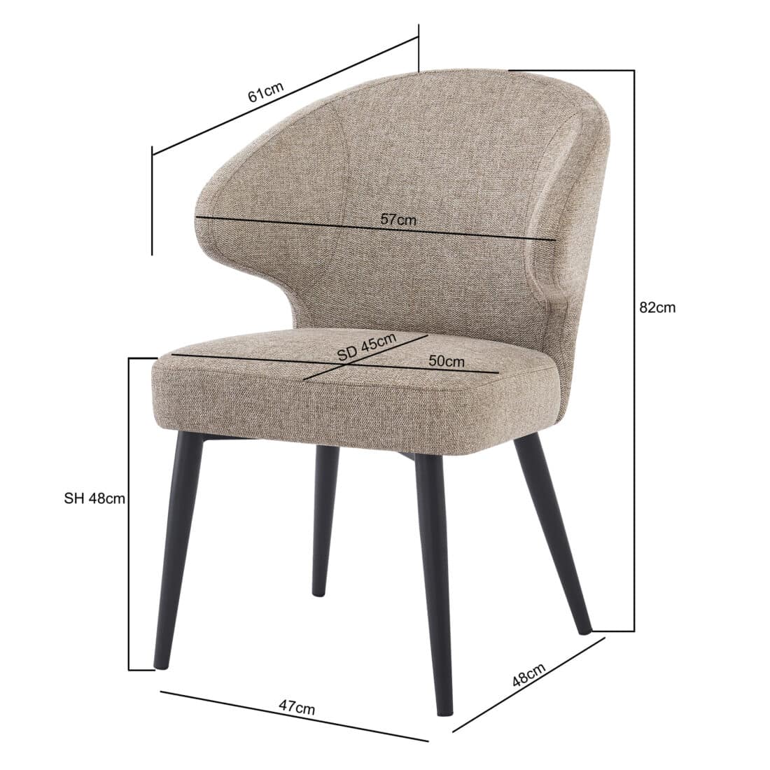Livingfurn Eetkamerstoelen Donna Beige