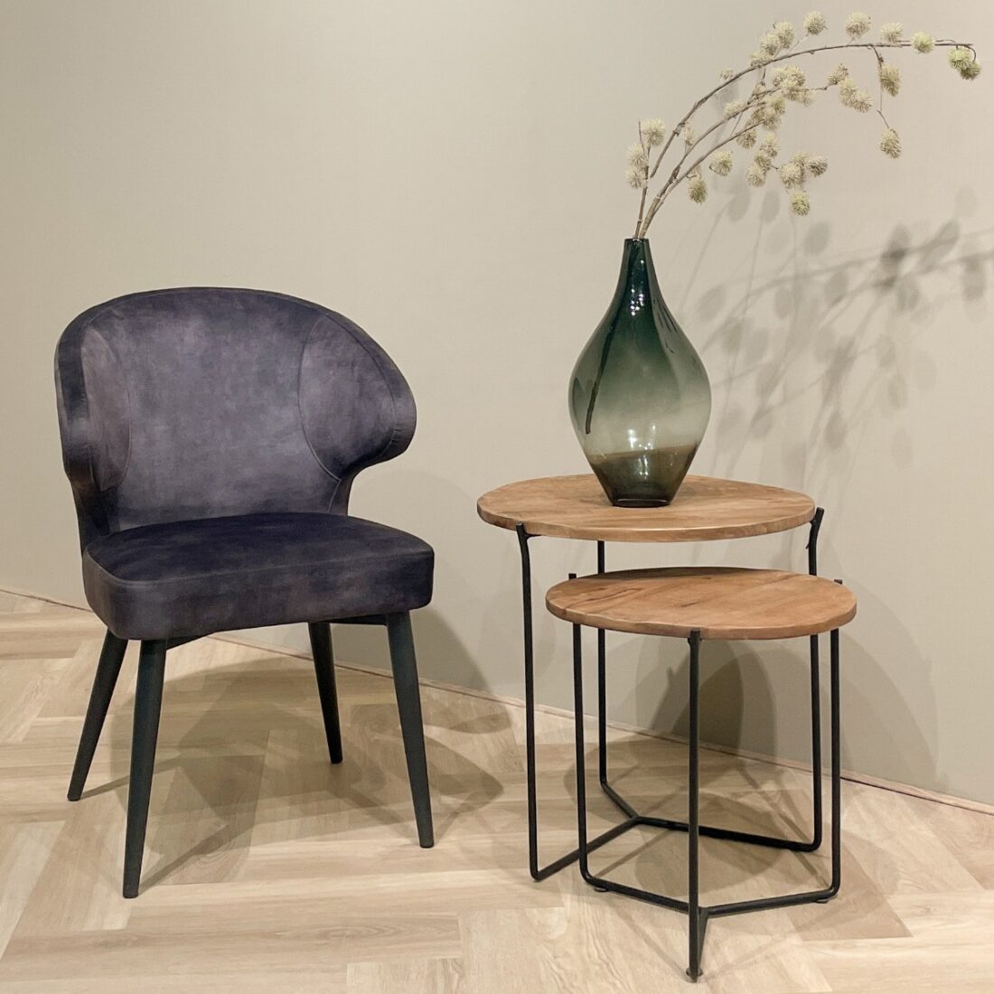Livingfurn Eetkamerstoelen Donna Anthracite Velvet